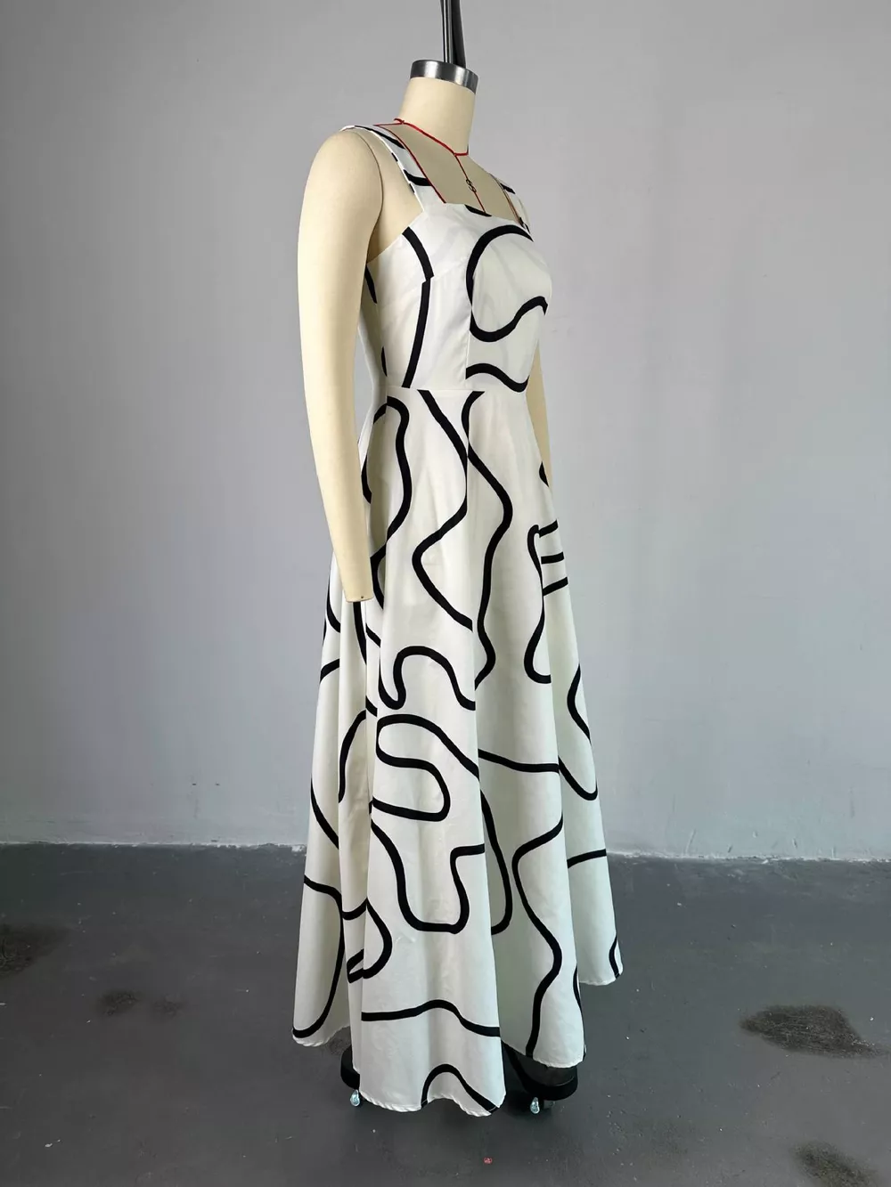 Abstract Print Square Neck Midi Dress, image 6