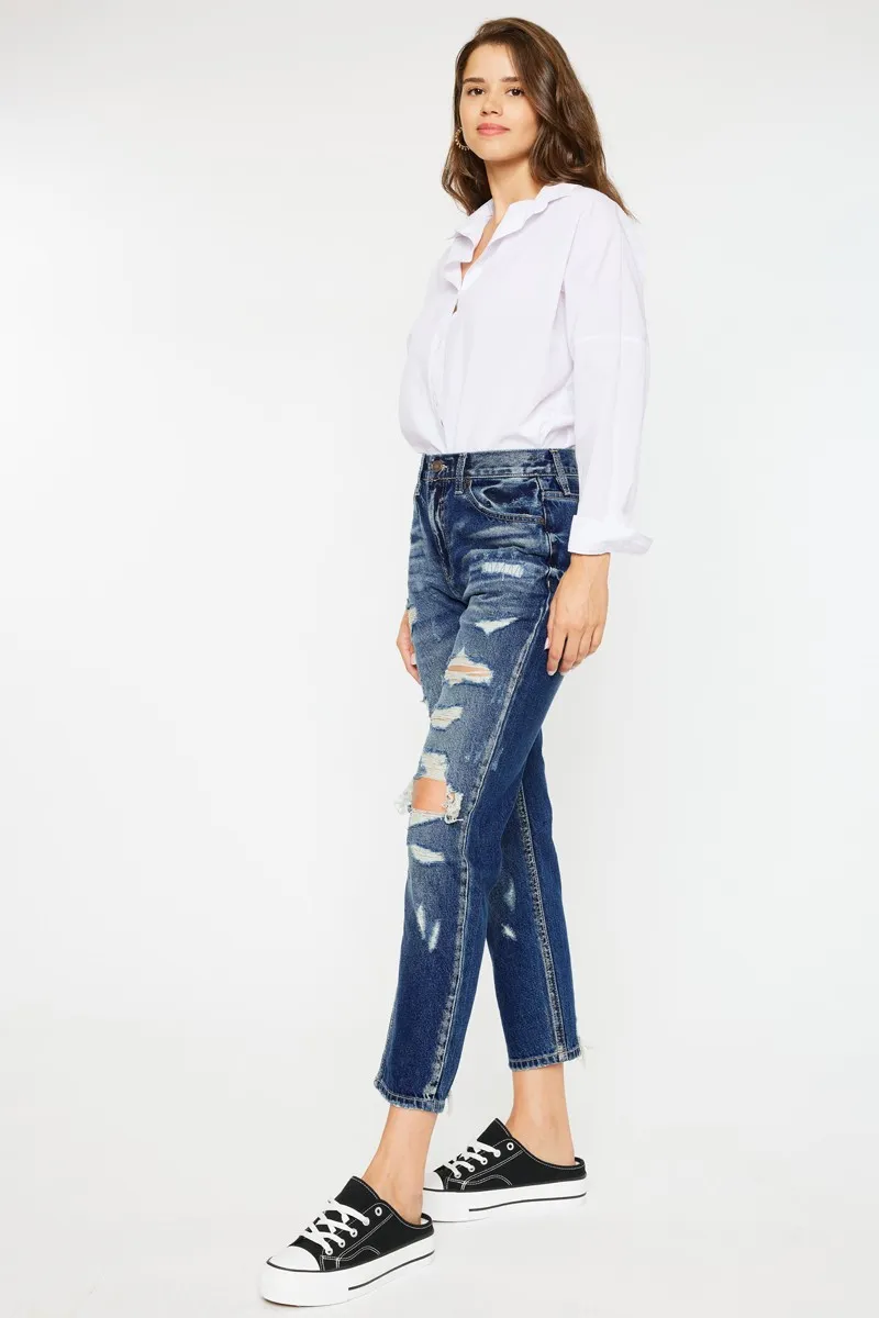 High Rise Distressed Mom Fit Jeans, image 10