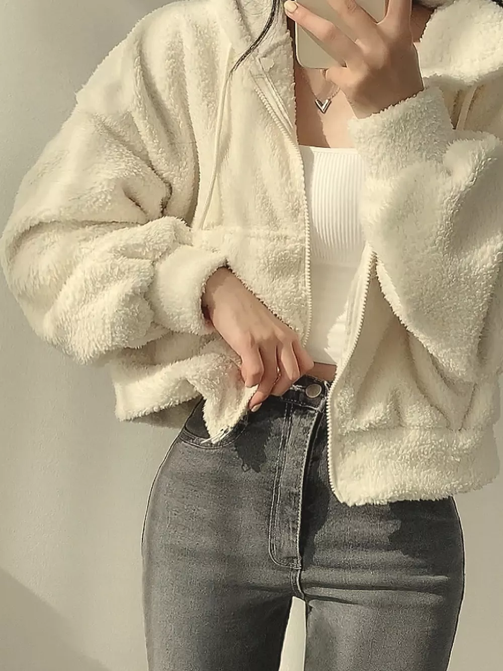 Oversized Sherpa Zip-Up Hoodie, image 5