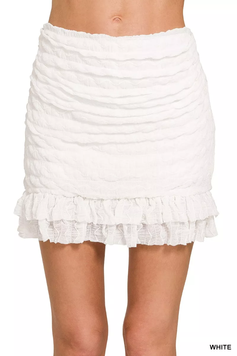 Ruched Mini Skirt with Built in Shorts