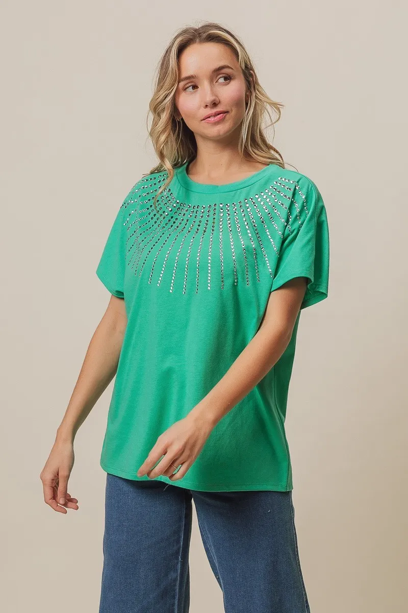 Rhinestone Beaded Short Sleeve Top, image 11