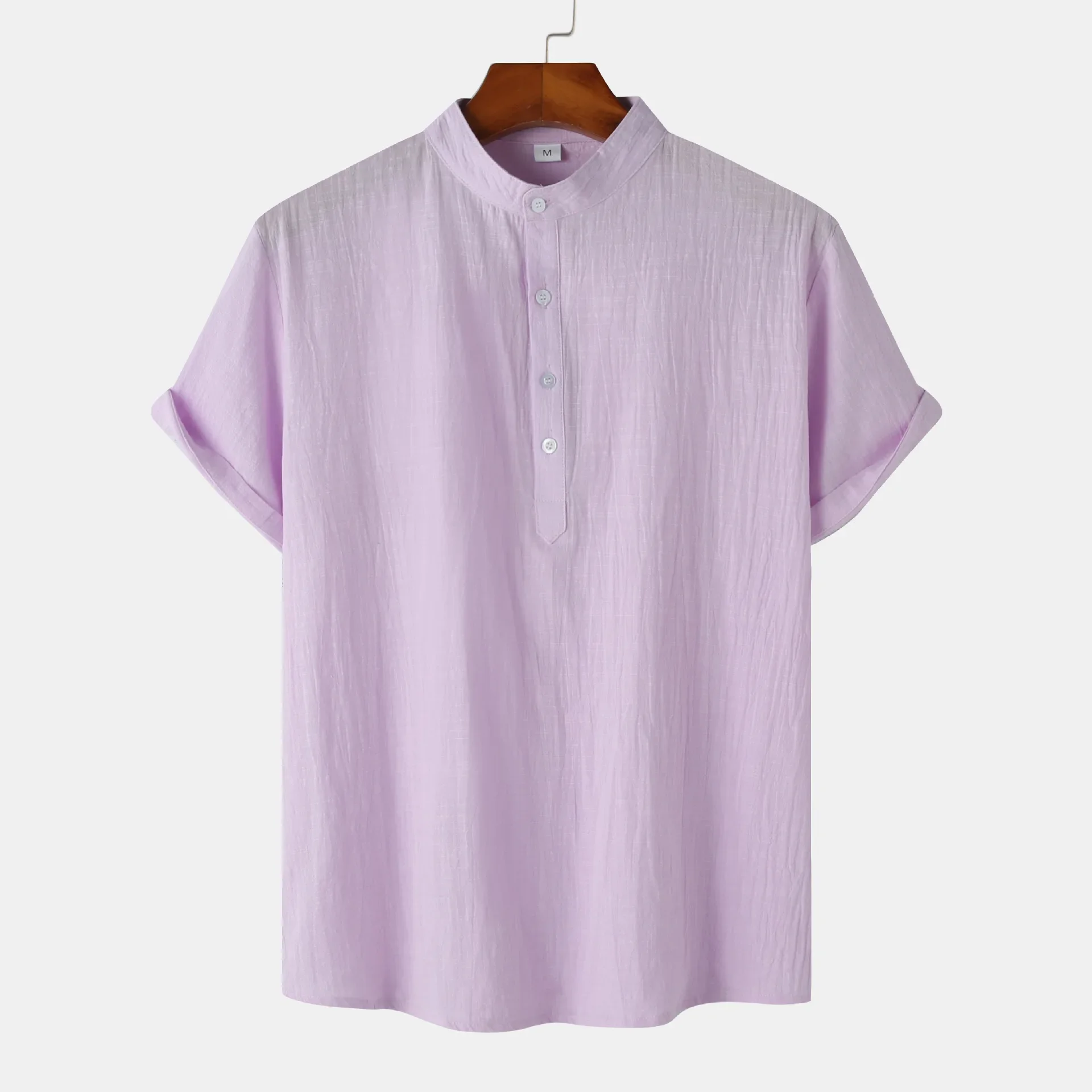 Men's Mandarin Collar Short Sleeve Henley Shirt, image 26