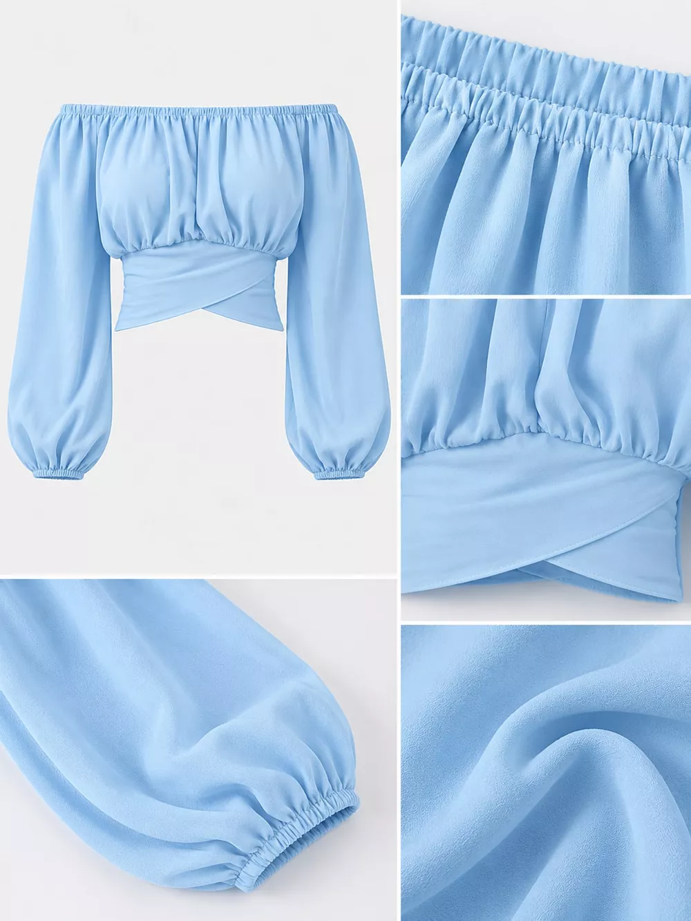 Off-Shoulder Long Sleeve Cropped Blouse, image 13