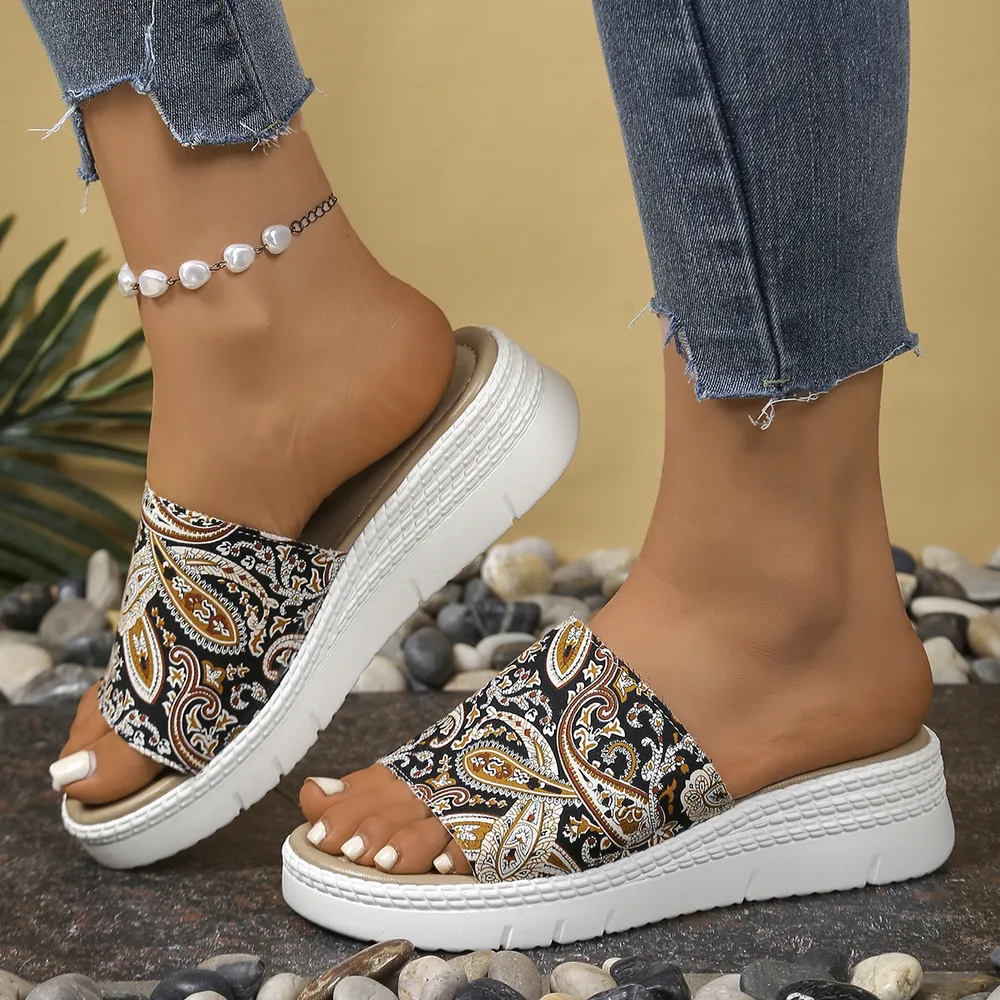 Bohemian Printed Platform Sandals, image 5