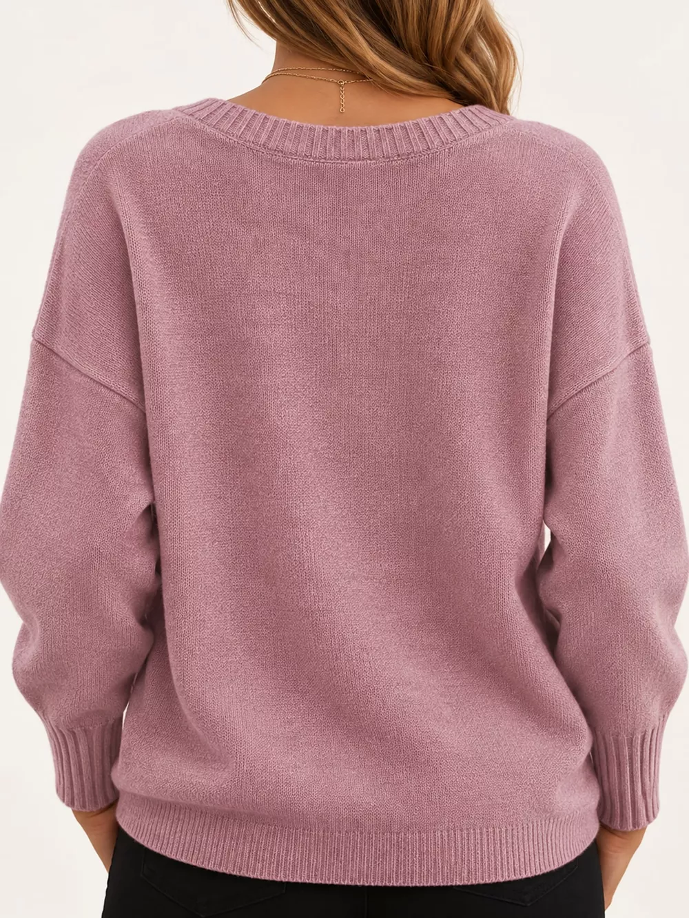 Full Size V-Neck Dropped Shoulder Sweater Plus Size, image 11