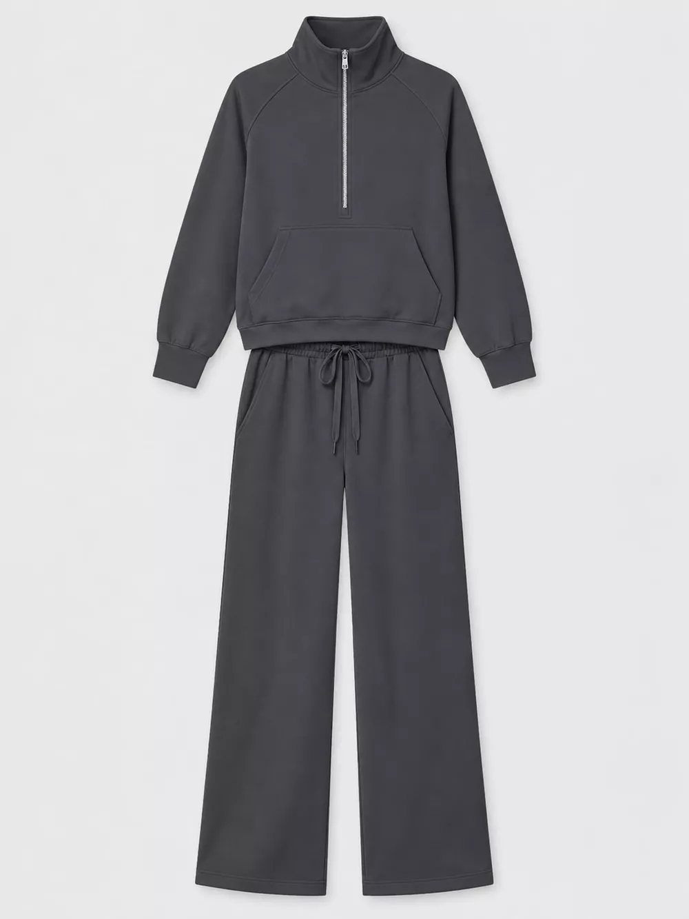 Half-Zip Sweatshirt and Wide-Leg Pants Set, image 12