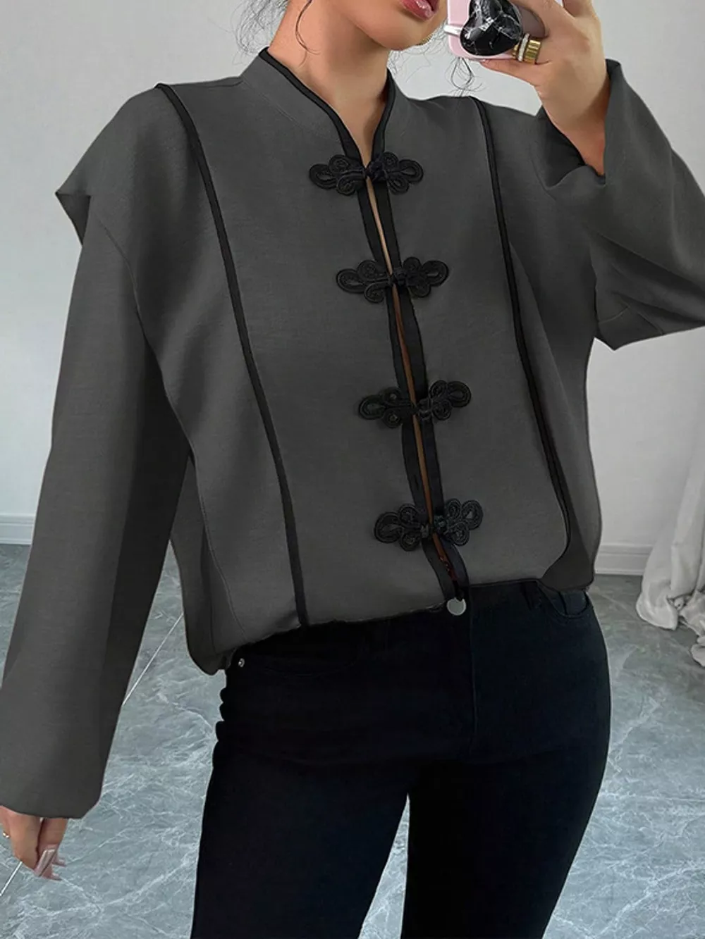 Chinese-Style Mandarin Collar Blouse, image 19