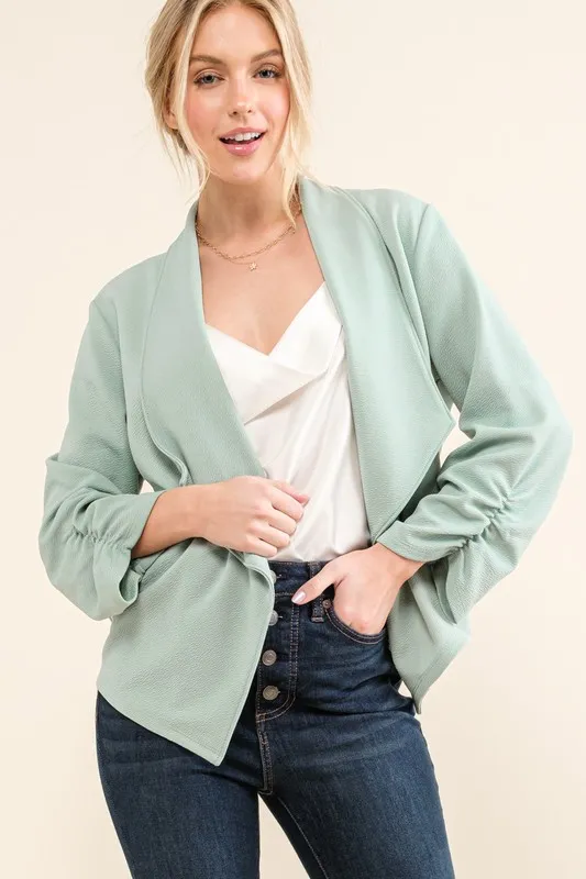 Stretch Non-Wrinkled Basic Open-Front Blazer, image 8