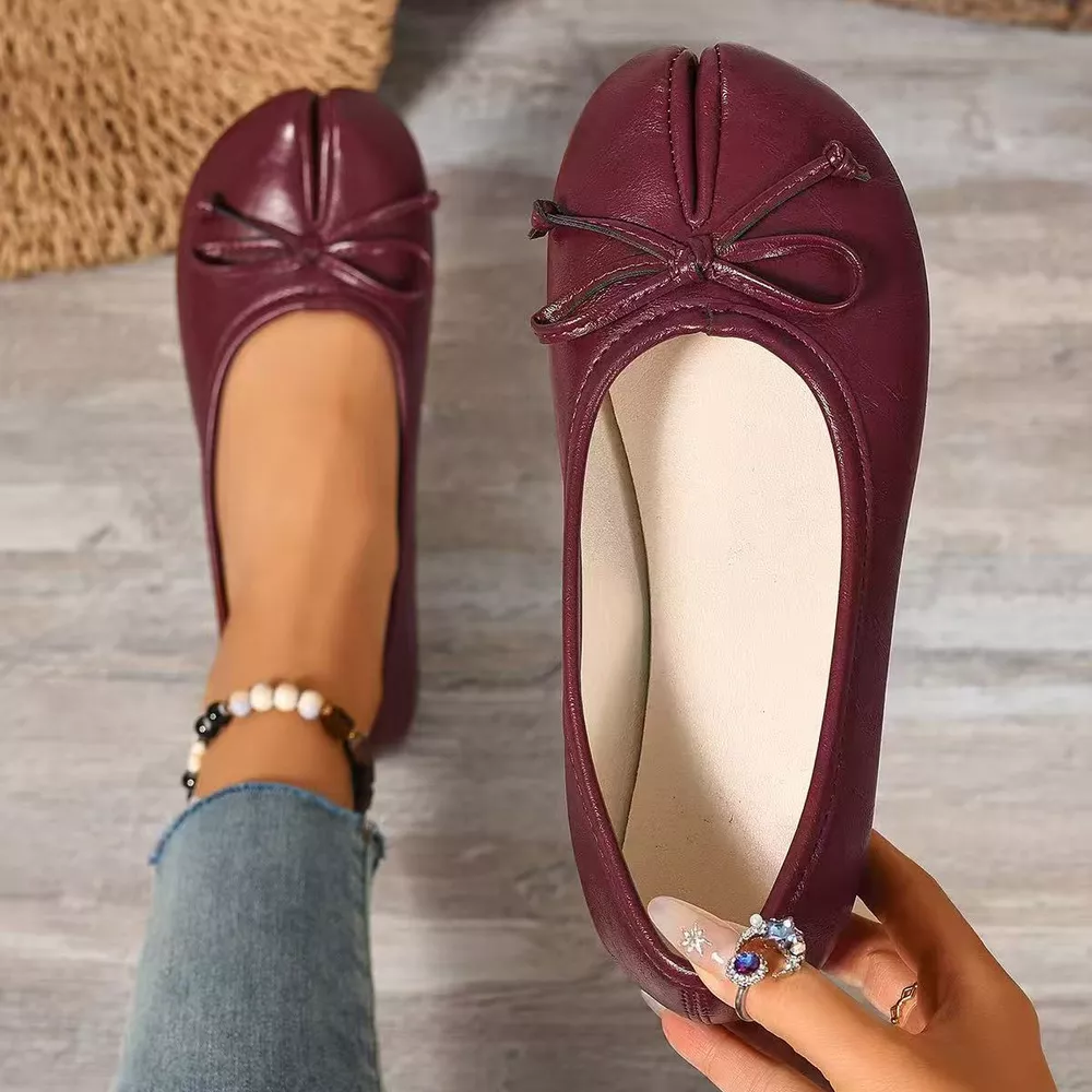 Bow Decor Split Toe Slip-Ons, image 9