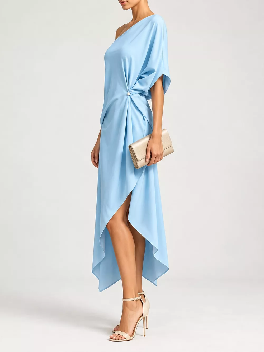Full Size One-Shoulder Asymmetric Hem Midi Dress Plus Size, image 2