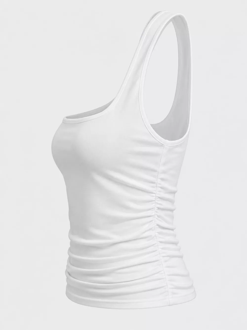 Square Neck Ruched Slim-Fit Tank Top, image 2