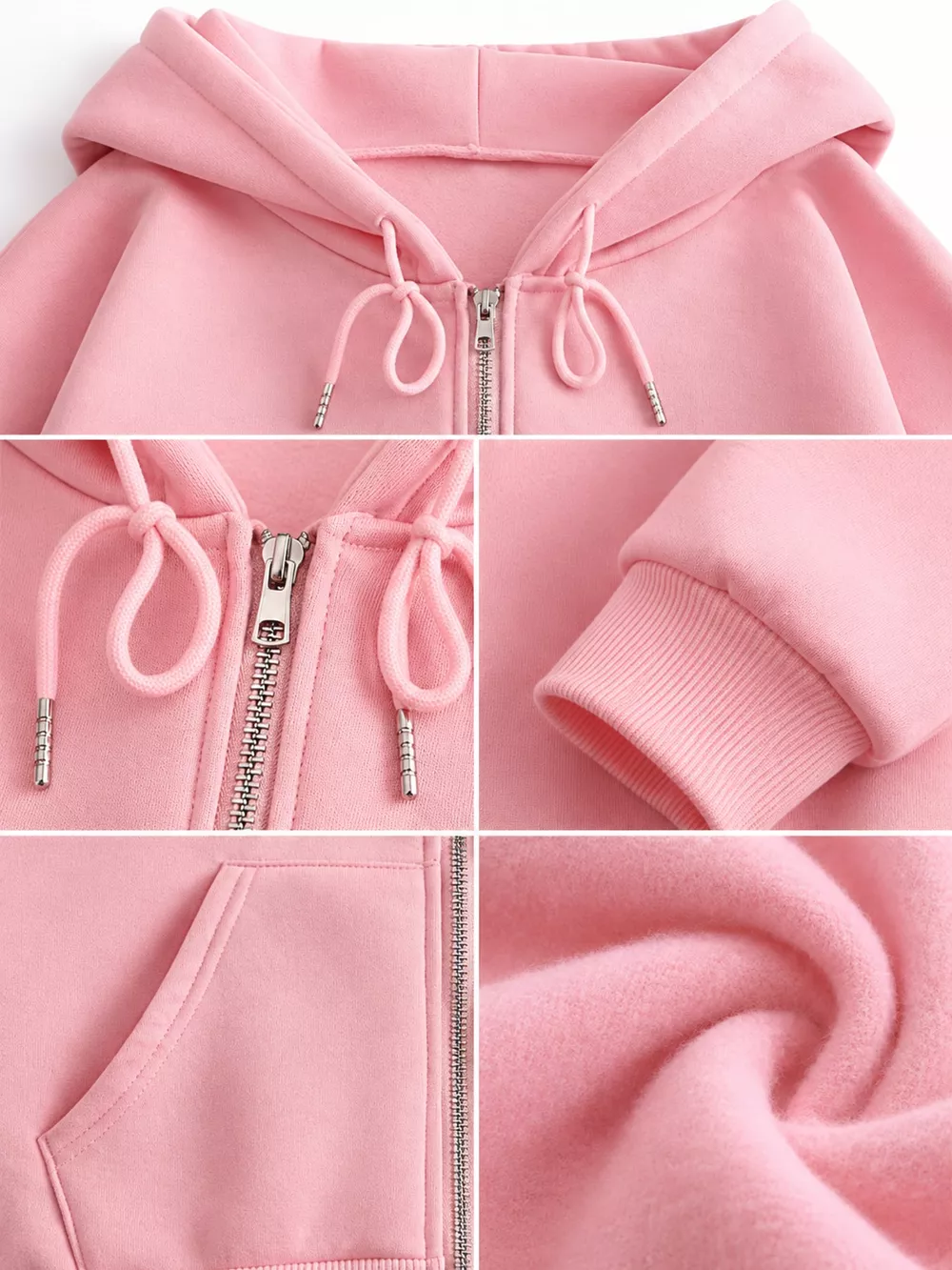 Full Size Oversized Solid Zip-Up Hoodie with Drawstring Plus Size, image 15