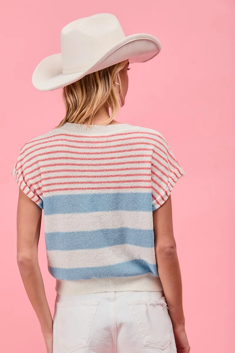 Stripes Lightweight Short Sleeve Sweater, image 8