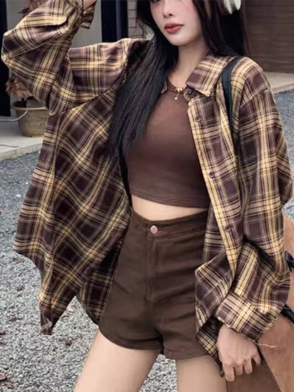 Casual Loose Fit Plaid Shirt, image 7