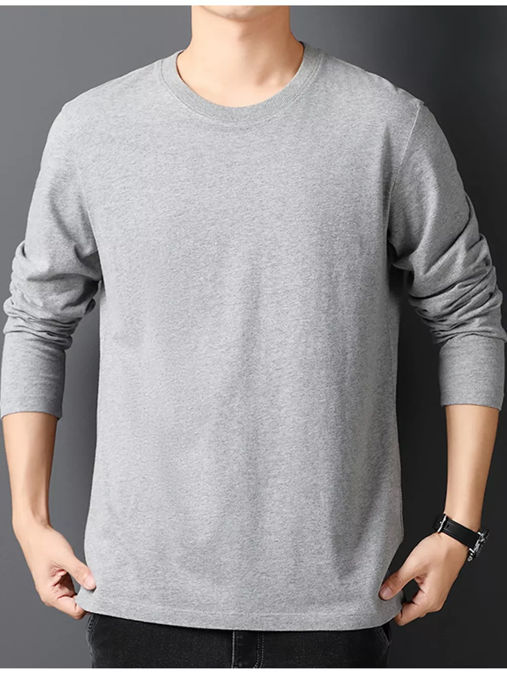 Men's Plus Size Round Neck Long Sleeve T-Shirt, image 15