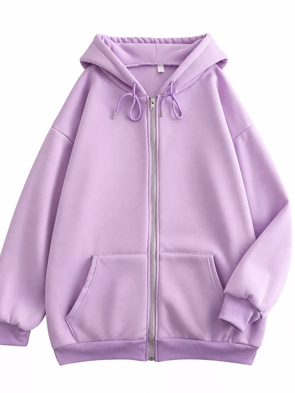 Full Size Oversized Solid Zip-Up Hoodie with Drawstring Plus Size, image 26