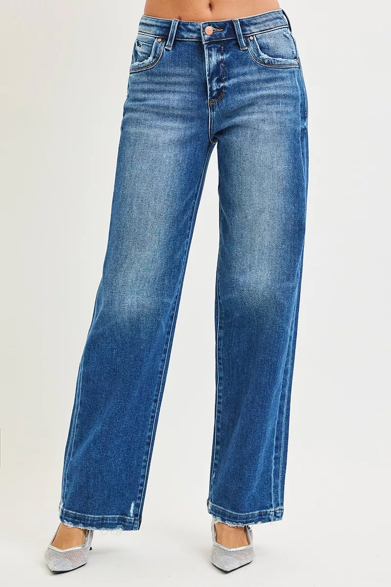 Full Size Slouchy Baggy Jeans Pocket Side Seam Detail Plus Size