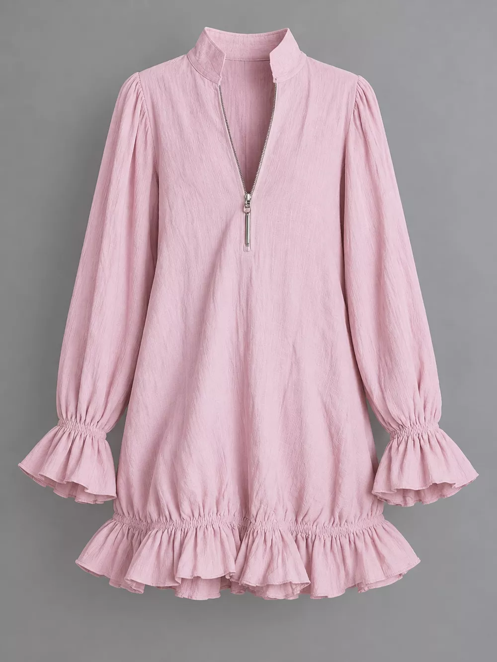 Zipper-Front Ruffle Hem Mini Dress, image 29