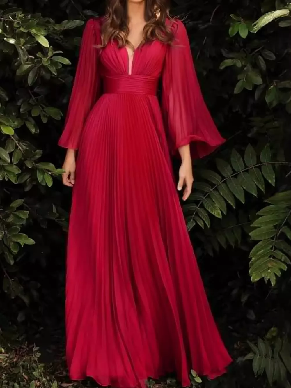 V-Neck Pleated Maxi Dress, image 6