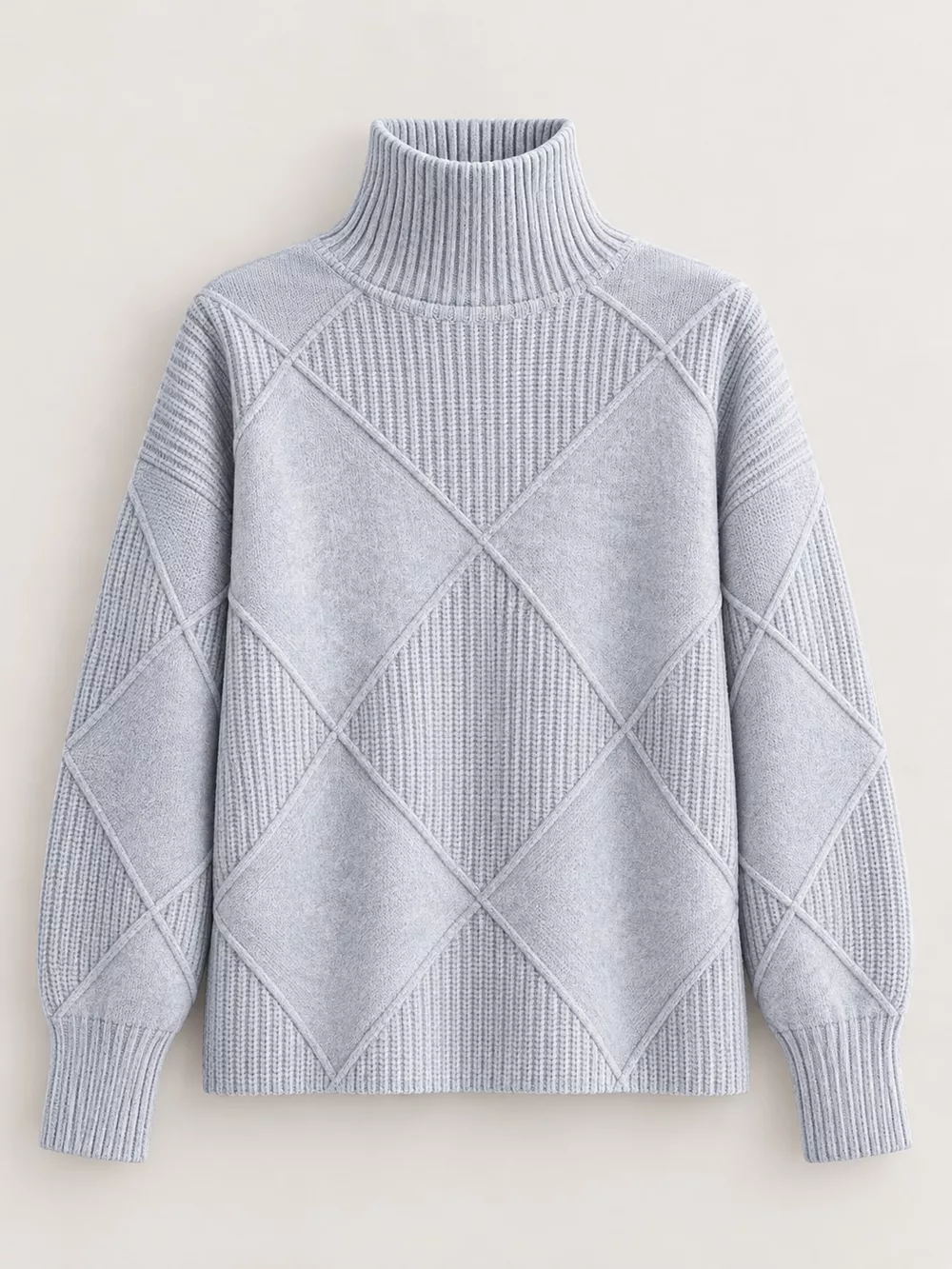 Full Size Diamond Pattern Turtleneck Sweater Plus Size, image 71