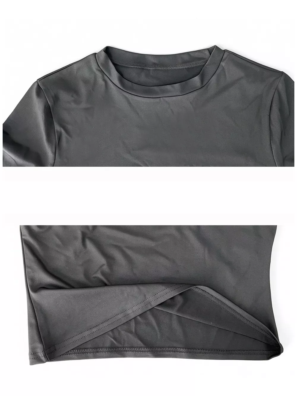 Slim Fit Basic Crew Neck Short Sleeve Crop T-Shirt, image 10