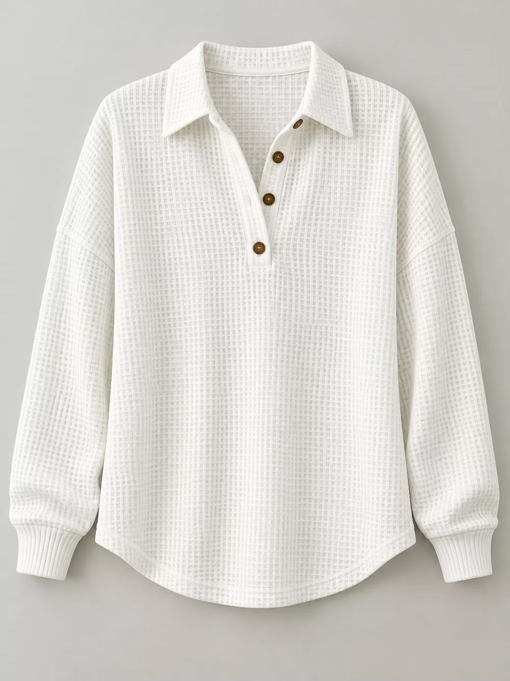 Full Size Waffle Knit Dropped Shoulder Top Plus Size, image 4