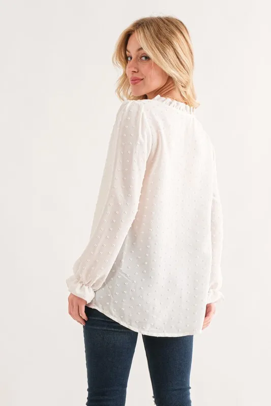 Polka Dot Ruffle Detailed Blouse Top, image 3