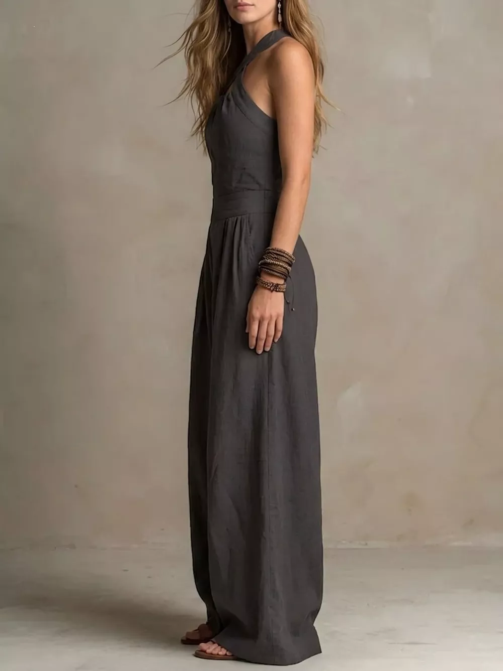 Full Size Halter Neck Wide-Leg Jumpsuit Plus Size, image 19