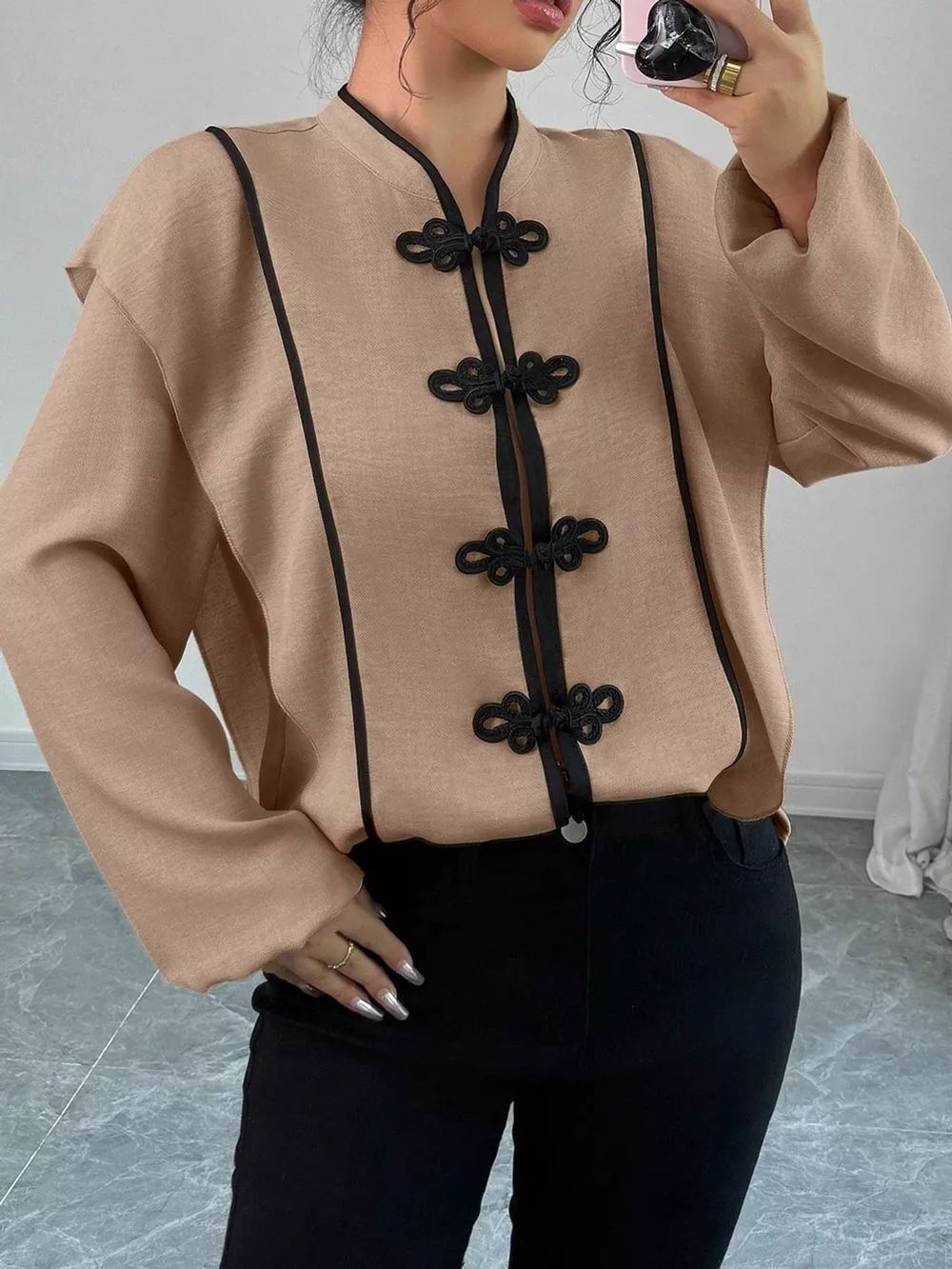 Chinese-Style Mandarin Collar Blouse, image 10