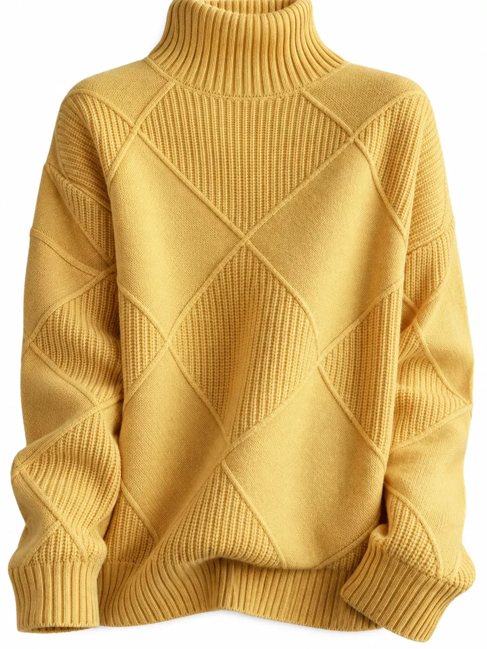 Full Size Diamond Pattern Turtleneck Sweater Plus Size, image 40