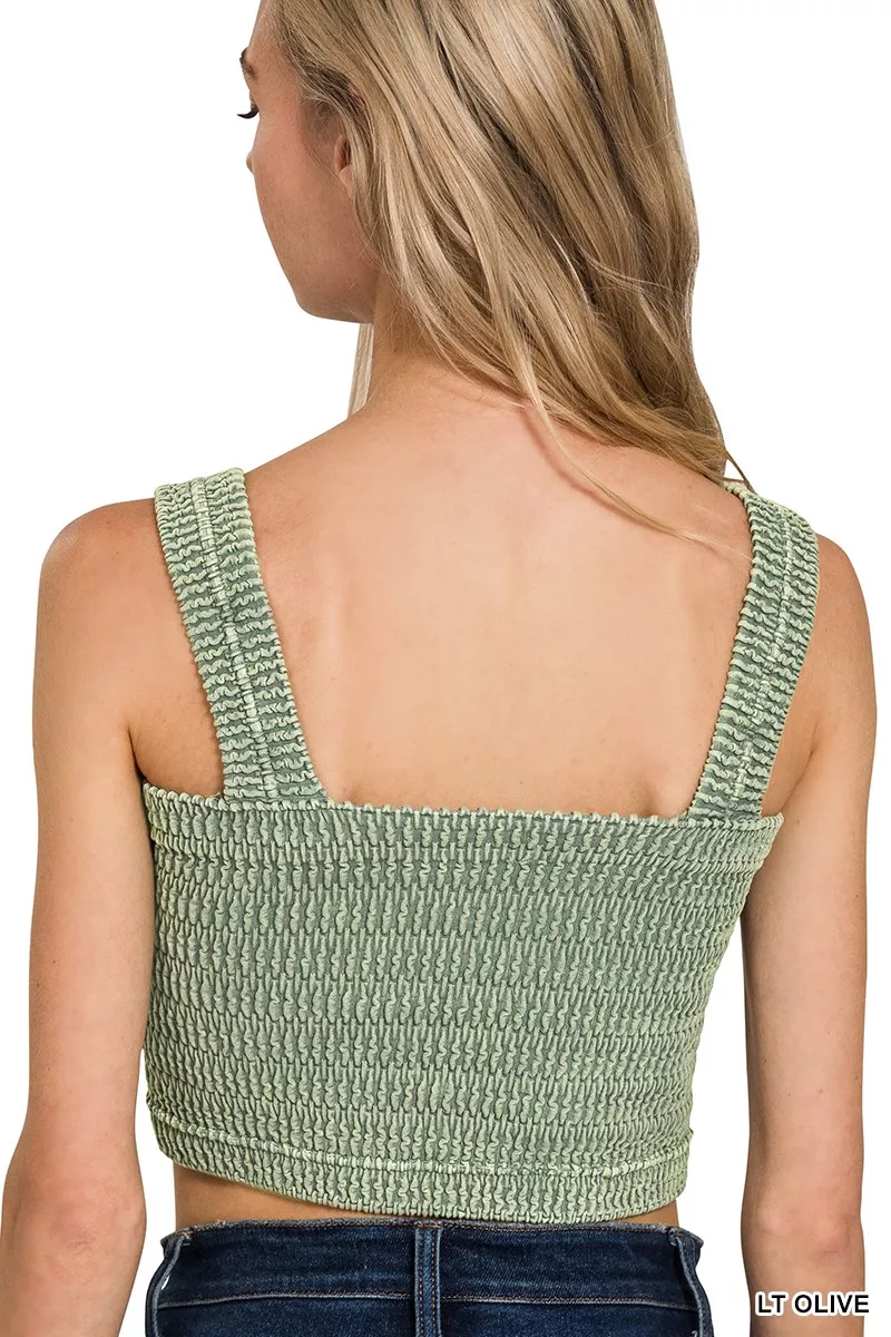 Seamless Winkle Stone Washed Bra Top, image 6