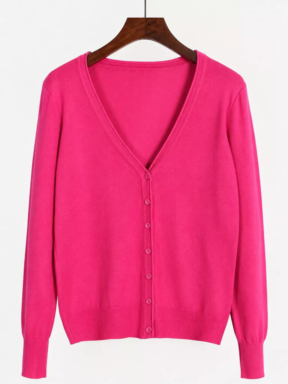Classic V-Neck Button-Down Knit Cardigan, image 79