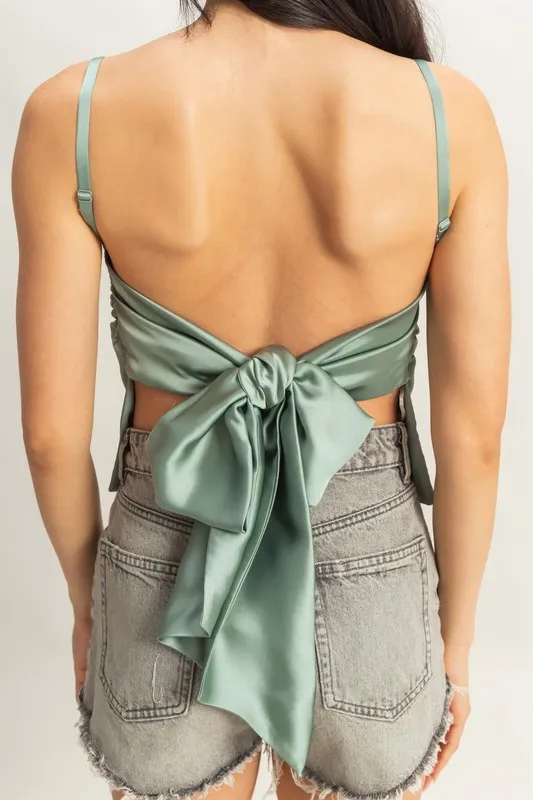 Satin Back Tie Detail Cami, image 4