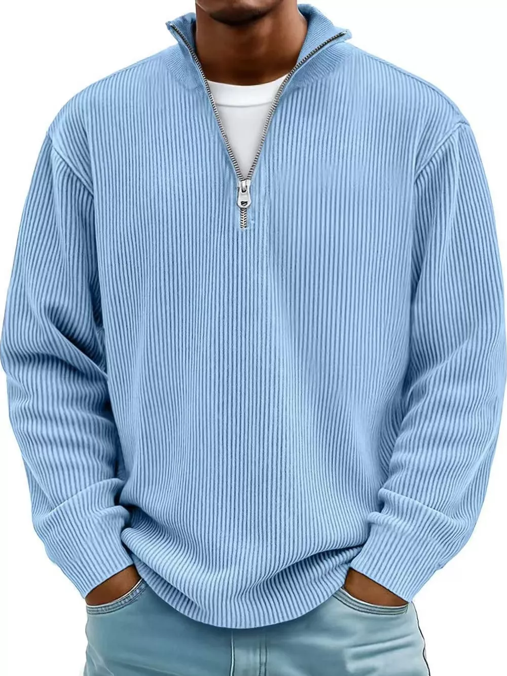 Men's Full Size Quarter-Zip Long Sleeve Sweatshirt Plus Size