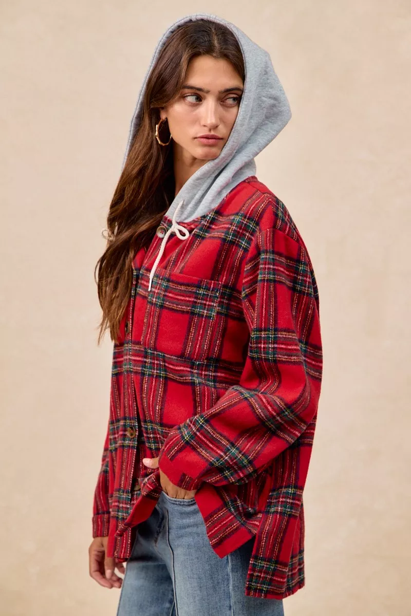 Brushed Plaid Hooded Jacket, image 9