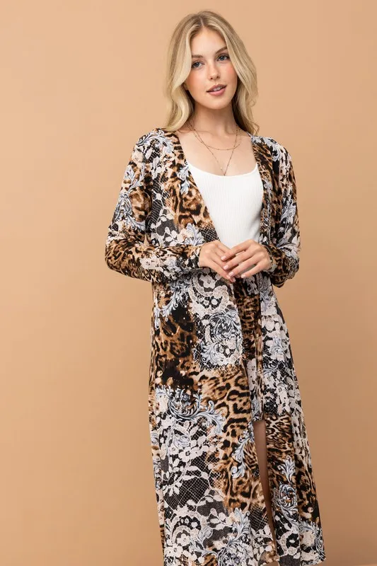 Animal Print Kimono and Shorts Set, image 9