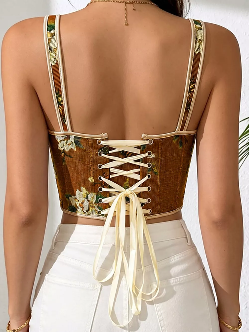 Floral Lace Up Back Tank, image 6