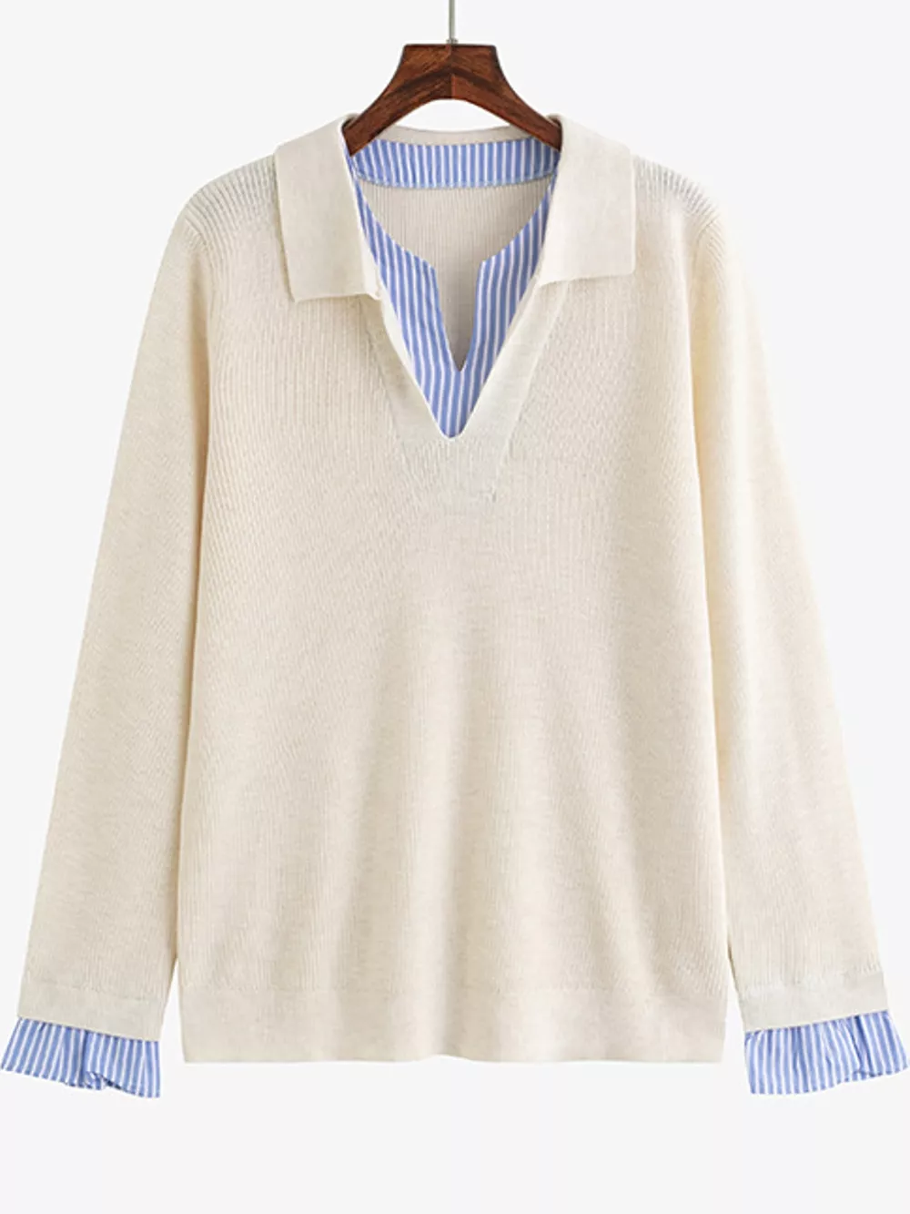Plus Size Layered Look Striped Long Sleeve Sweater, image 10