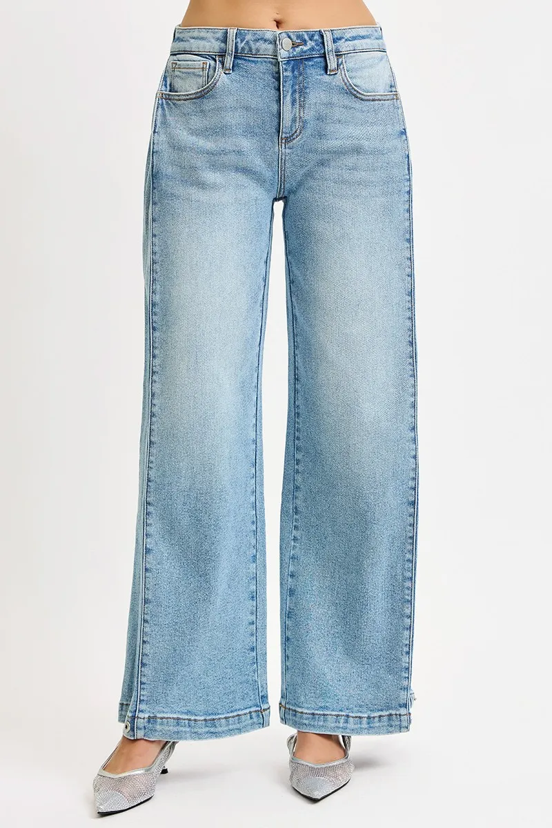 Mid Rise Wide Barrel Transferable Leg Snap Jeans, image 9