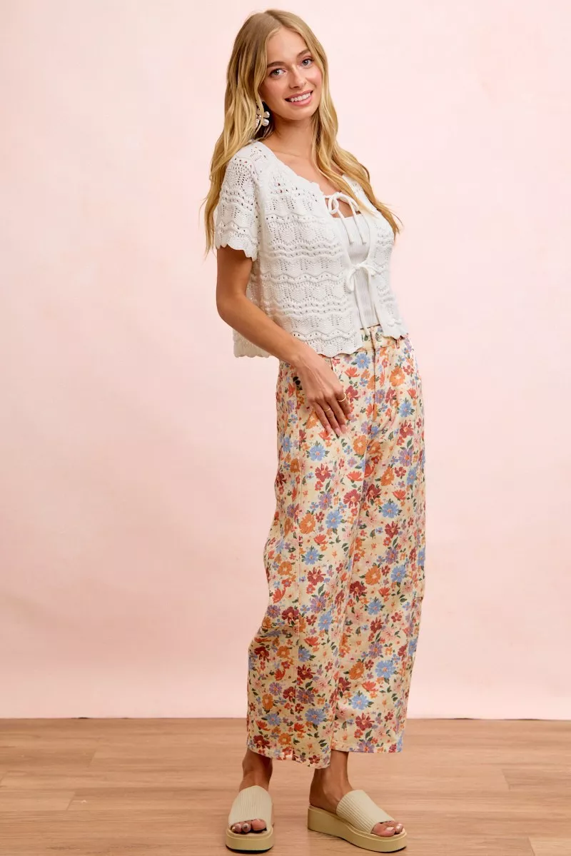 BiBi Washed Floral Printed Twill Barrel Pants, image 11