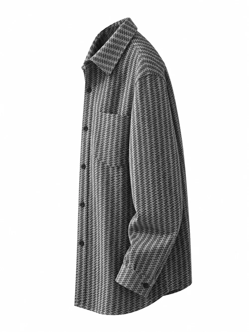 Men's Plus Size Button Up Long Sleeve Shacket, image 6