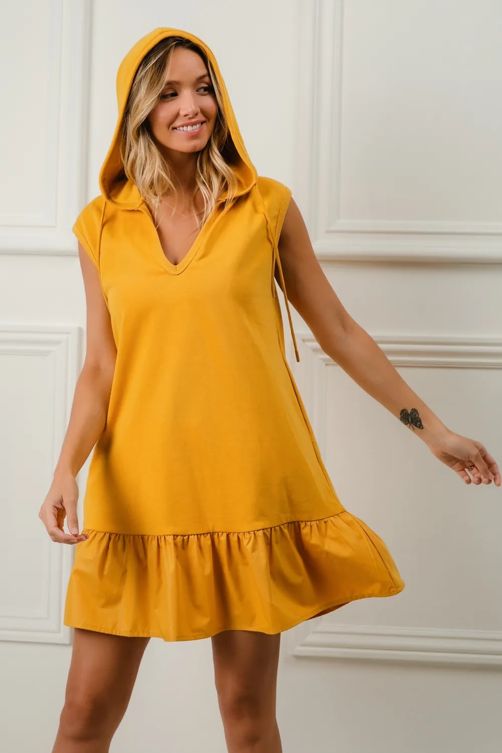 Ruffled French Terry Hooded Dress, image 7