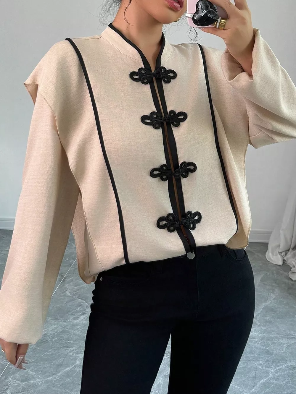 Chinese-Style Mandarin Collar Blouse, image 4