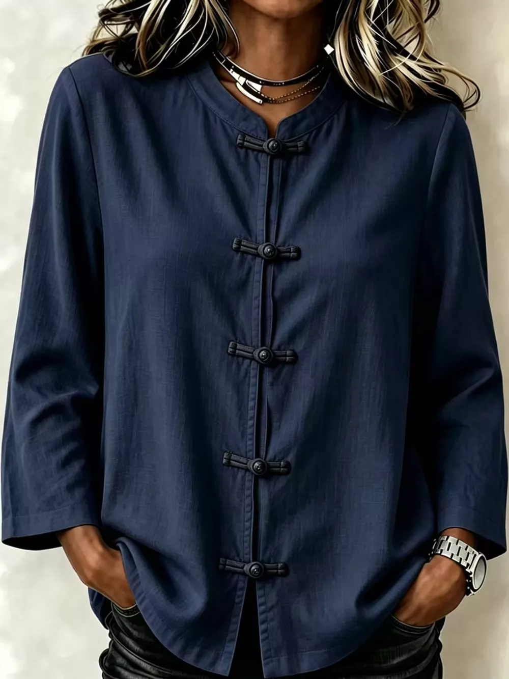 Chinese Style Mandarin Collar Blouse, image 13