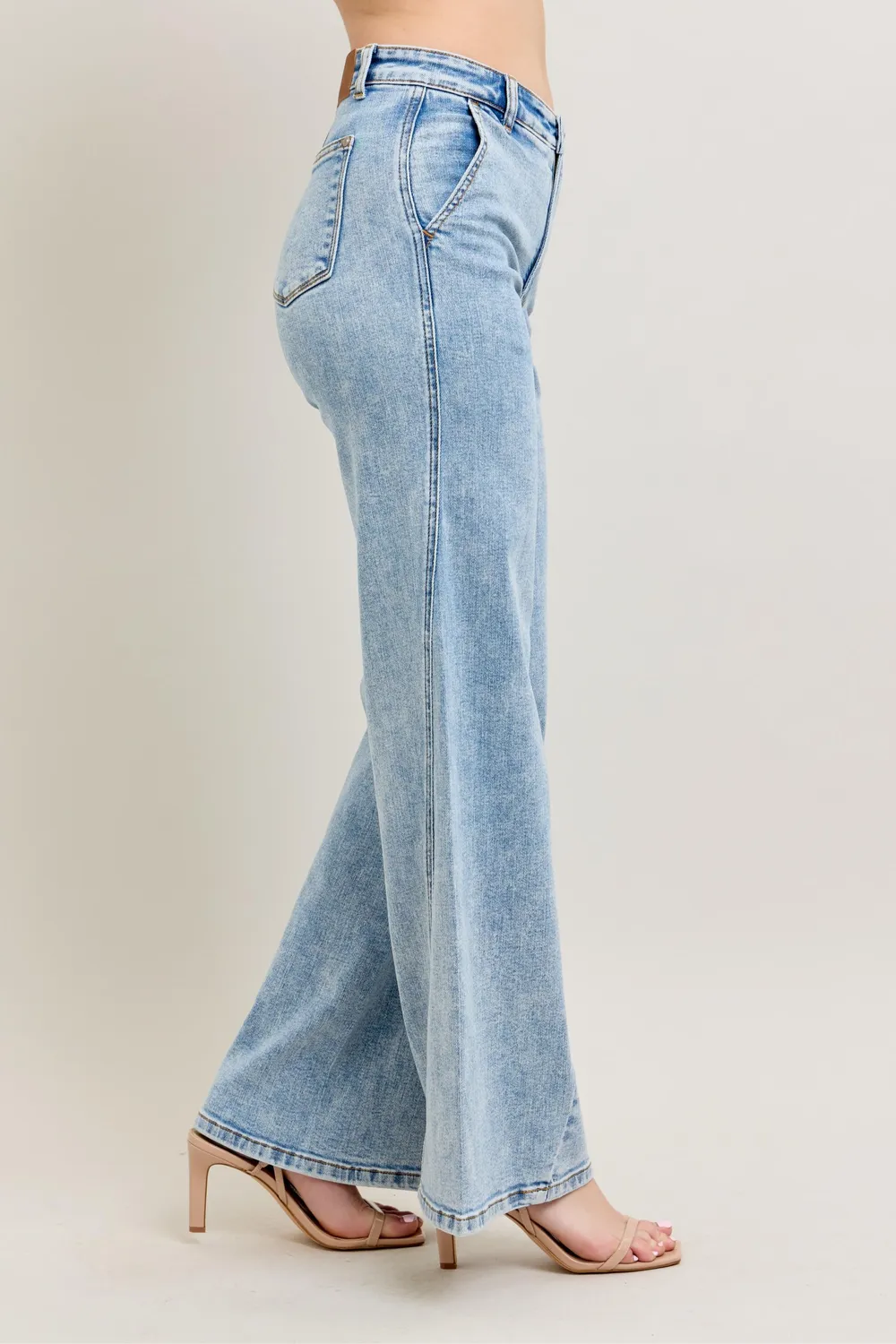 Full Size High Waist Wide Leg Jeans with Skewed Inseam Plus Size, image 9