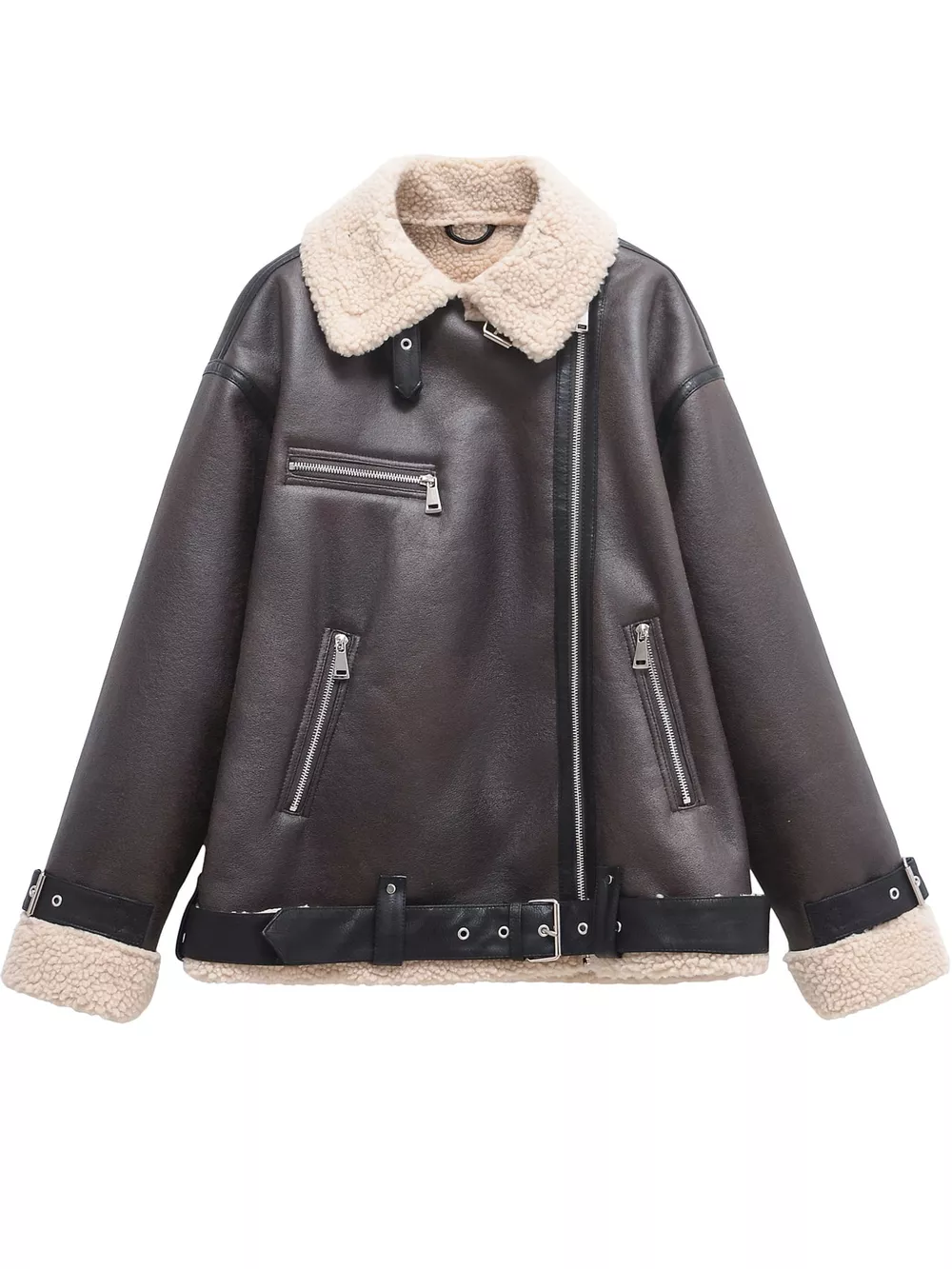 Faux Leather Zip Up Jacket, image 7