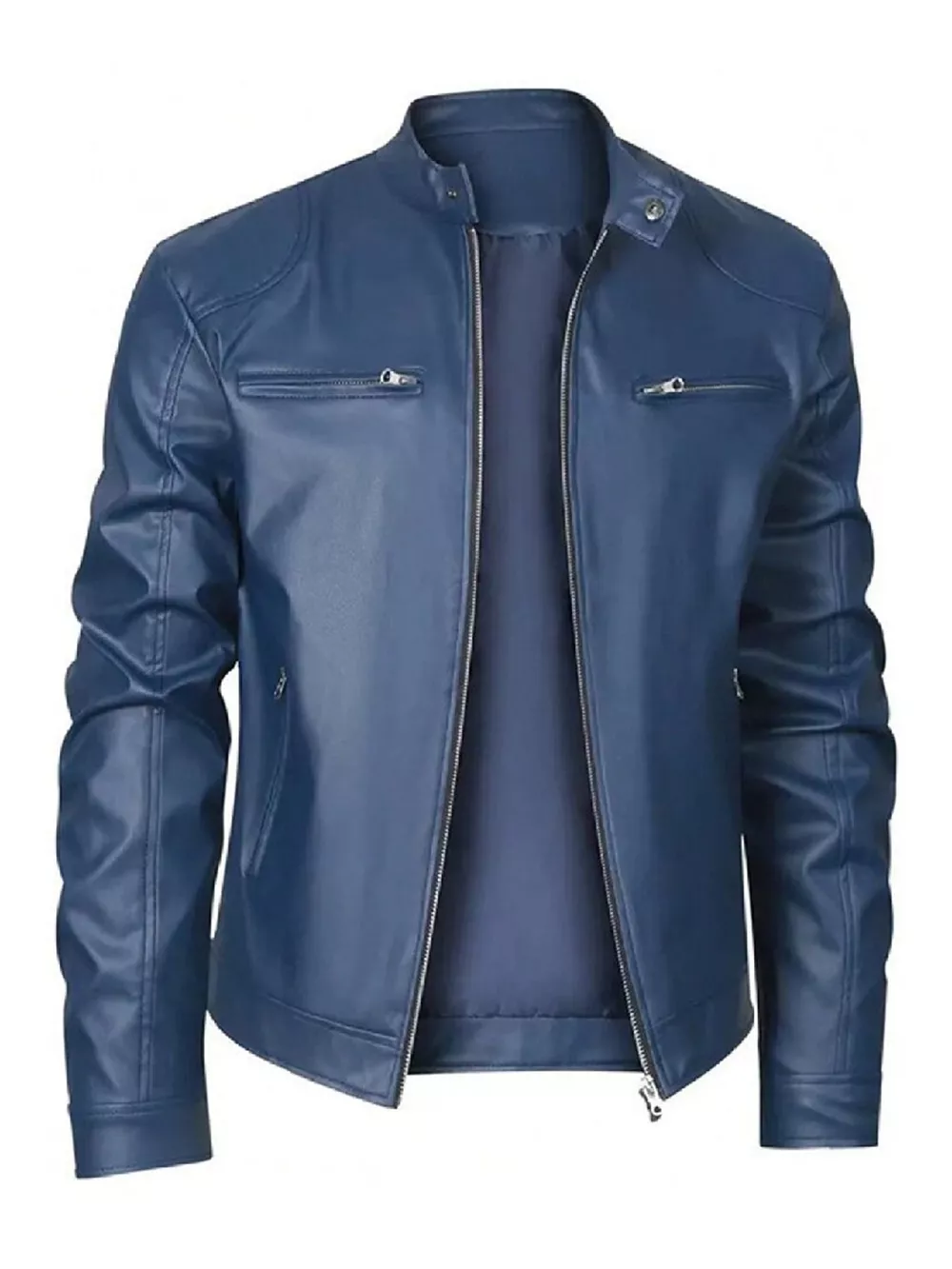Men's Full Size Faux Leather Zip Up Jacket Plus Size, image 93