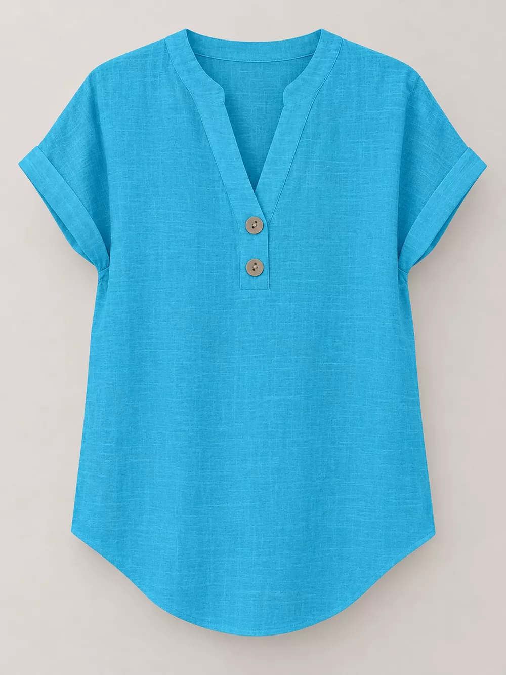 Full Size Button Detail Short Sleeve Blouse Plus Size, image 64
