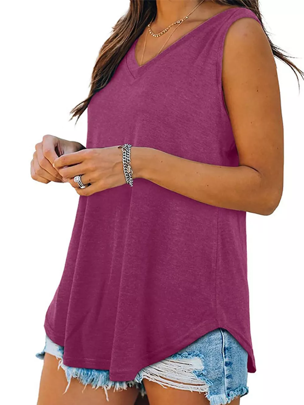 V-Neck Casual Loose Fit Tank Top, image 34