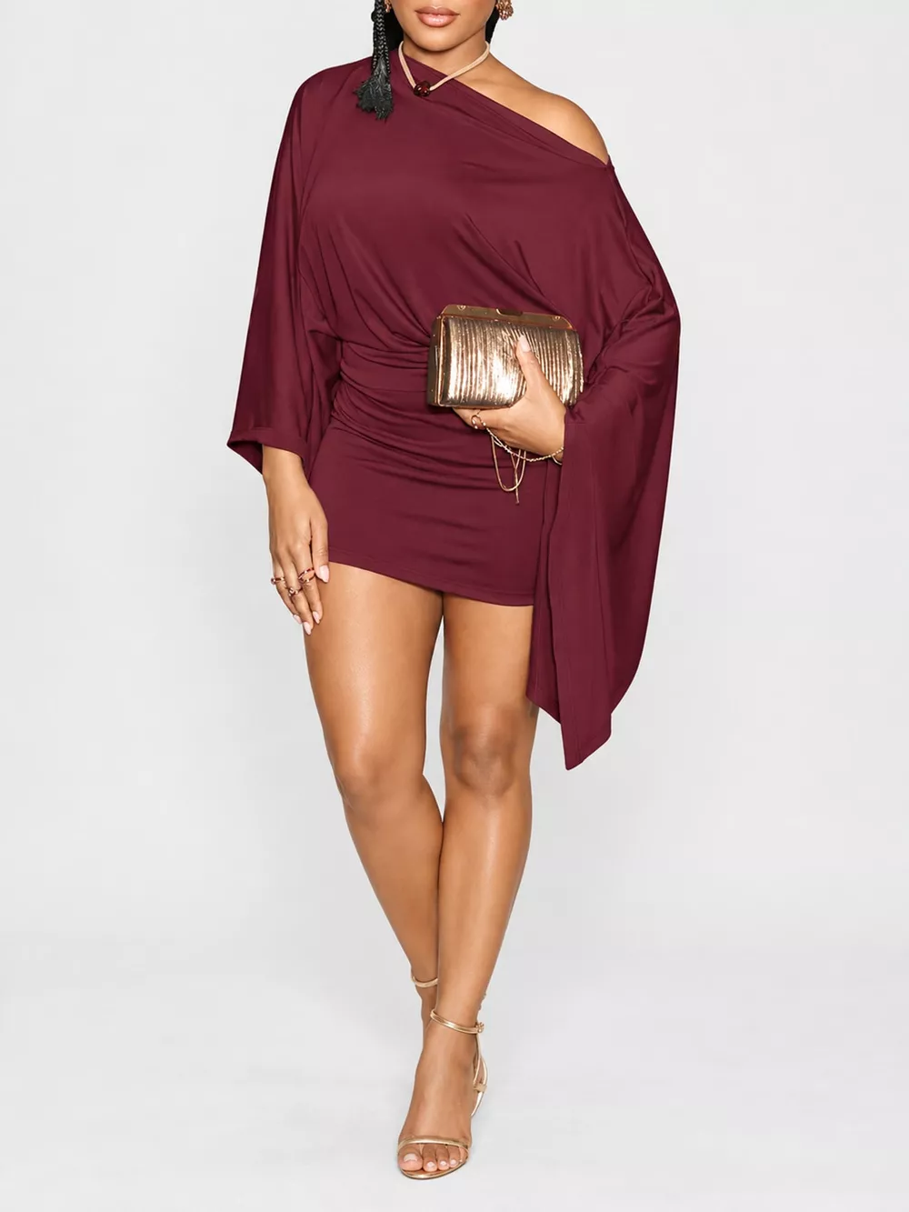 One-Shoulder Draped Bodycon Mini Dress, image 9